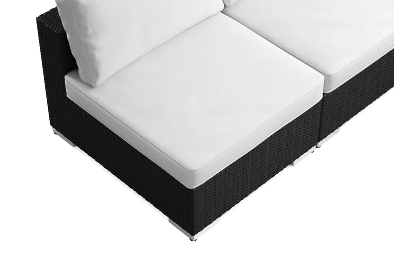 Bahamas U-formet utendørs loungegruppe med åpen avslutning, 9-seters med bord og hylle - Svart - Hagemøbler & utemiljø - Loungemøbler - Loungegrupper