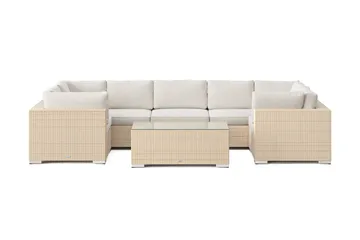 Bahamas U-formet utendørs loungegruppe med lukket avslutning, 7-seters med bord - Beige - Hagemøbler & utemiljø - Loungemøbler - Loungegrupper