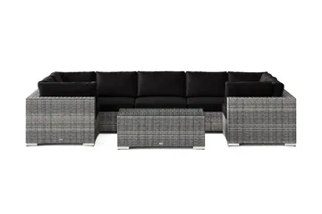 Bahamas U-formet utendørs loungegruppe med lukket avslutning, 7-seters med bord - Grå - Hagemøbler & utemiljø - Loungemøbler - Loungegrupper