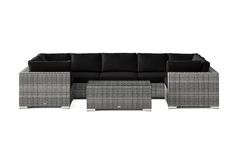 Bahamas U-formet utendørs loungegruppe med lukket avslutning, 7-seters med bord - Grå - Hagemøbler & utemiljø - Loungemøbler - Loungegrupper