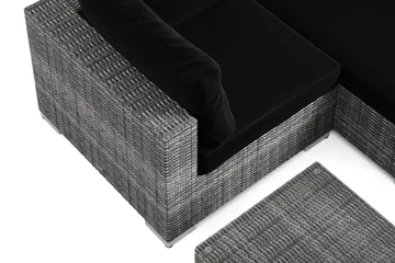 Bahamas U-formet utendørs loungegruppe med lukket avslutning, 7-seters med bord - Grå - Hagemøbler & utemiljø - Loungemøbler - Loungegrupper