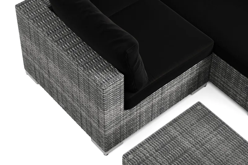 Bahamas U-formet utendørs loungegruppe med lukket avslutning, 7-seters med bord - Grå - Hagemøbler & utemiljø - Loungemøbler - Loungegrupper