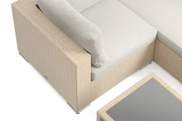 Bahamas U-formet utendørs loungegruppe med lukket avslutning, 7-seters med bord og hylle - Beige - Hagemøbler & utemiljø - Loungemøbler - Loungegrupper