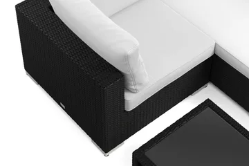 Bahamas U-formet utendørs loungegruppe med lukket avslutning, 7-seters med bord og hylle - Svart - Hagemøbler & utemiljø - Loungemøbler - Loungegrupper