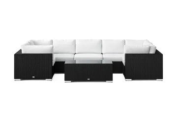 Bahamas U-formet utendørs loungegruppe med lukket avslutning, 7-seters med bord - Svart - Hagemøbler & utemiljø - Loungemøbler - Loungegrupper