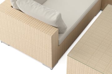 Bahamas U-formet utendørs loungegruppe med lukket avslutning, 8-seters med bord - Beige - Hagemøbler & utemiljø - Loungemøbler - Loungegrupper