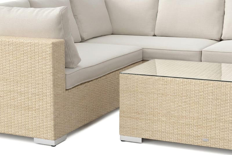 Bahamas U-formet utendørs loungegruppe med lukket avslutning, 9-seters med bord - Beige - Hagemøbler & utemiljø - Loungemøbler - Loungegrupper