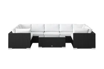 Bahamas U-formet utendørs loungegruppe med lukket avslutning, 9-seters med bord - Svart - Hagemøbler & utemiljø - Loungemøbler - Loungegrupper