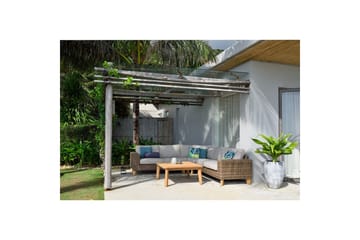 Bahamas Utemøbelgruppe 2-seter venstre & høyre & hjørnestol & sofabord 100 cm - Mørk Grå - Hagemøbler & utemiljø - Hagegruppe - Sofagruppe utendørs