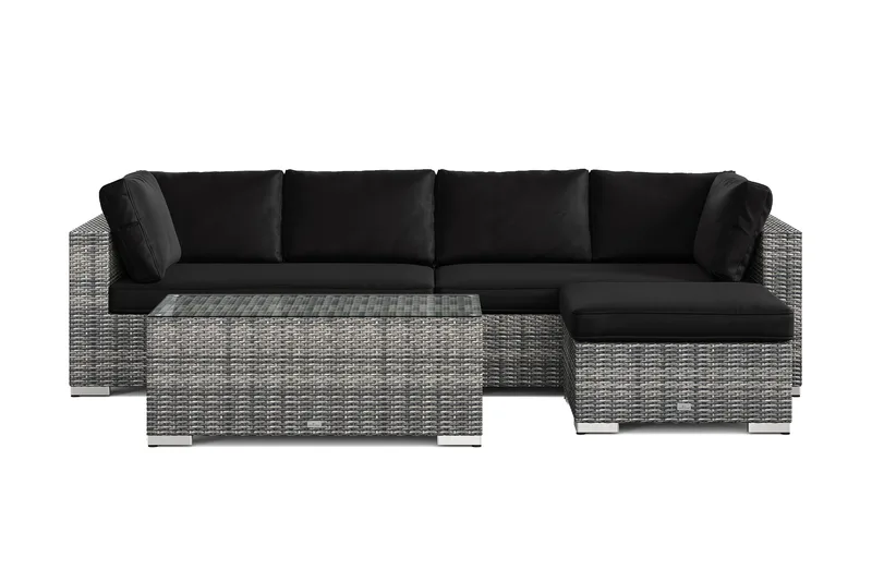 Bahamas utendørs divansofa 5-seters med vendbar divan og bord - Grå - Hagemøbler & utemiljø - Loungemøbler - Loungegrupper