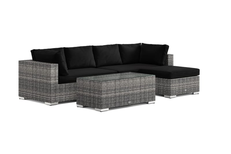 Bahamas utendørs divansofa 5-seters med vendbar divan og bord, Grå