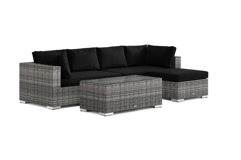 Bahamas utendørs divansofa 5-seters med vendbar divan og bord, Grå