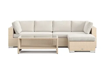 Bahamas utendørs divansofa 5-seters med vendbar divan og bord med hylle - Beige - Hagemøbler & utemiljø - Loungemøbler - Loungegrupper