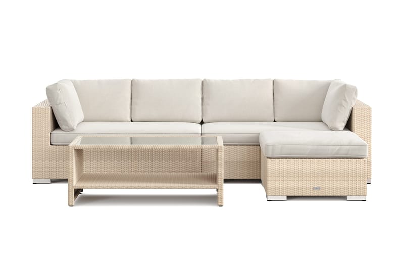 Bahamas utendørs divansofa 5-seters med vendbar divan og bord med hylle - Beige - Hagemøbler & utemiljø - Loungemøbler - Loungegrupper