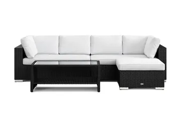 Bahamas utendørs divansofa 5-seters med vendbar divan og bord med hylle - Svart - Hagemøbler & utemiljø - Loungemøbler - Loungegrupper