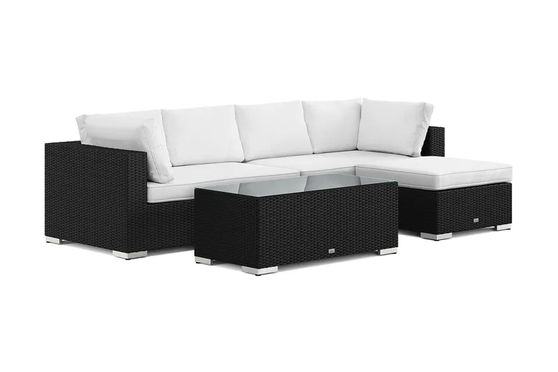 Bahamas utendørs divansofa 5-seters med vendbar divan og bord, Svart