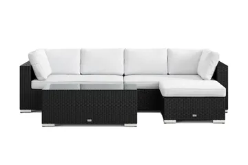 Bahamas utendørs divansofa 5-seters med vendbar divan og bord - Svart - Hagemøbler & utemiljø - Loungemøbler - Loungegrupper