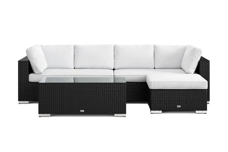 Bahamas utendørs divansofa 5-seters med vendbar divan og bord - Svart - Hagemøbler & utemiljø - Loungemøbler - Loungegrupper