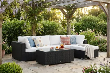 Bahamas utendørs divansofa 5-seters med vendbar divan og bord - Svart - Hagemøbler & utemiljø - Loungemøbler - Loungegrupper