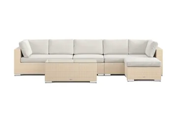 Bahamas utendørs divansofa 6-seters med vendbar divan og bord - Beige - Hagemøbler & utemiljø - Loungemøbler - Loungegrupper