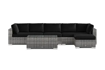 Bahamas utendørs divansofa 6-seters med vendbar divan og bord - Grå - Hagemøbler & utemiljø - Loungemøbler - Loungegrupper