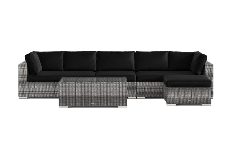 Bahamas utendørs divansofa 6-seters med vendbar divan og bord - Grå - Hagemøbler & utemiljø - Loungemøbler - Loungegrupper