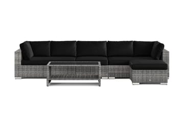 Bahamas utendørs divansofa 6-seters med vendbar divan og bord med hylle - Grå - Hagemøbler & utemiljø - Loungemøbler - Loungegrupper