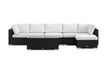 Bahamas utendørs divansofa 6-seters med vendbar divan og bord - Svart - Hagemøbler & utemiljø - Loungemøbler - Loungegrupper