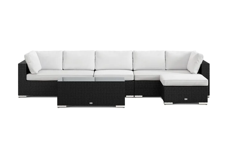 Bahamas utendørs divansofa 6-seters med vendbar divan og bord - Svart - Hagemøbler & utemiljø - Loungemøbler - Loungegrupper