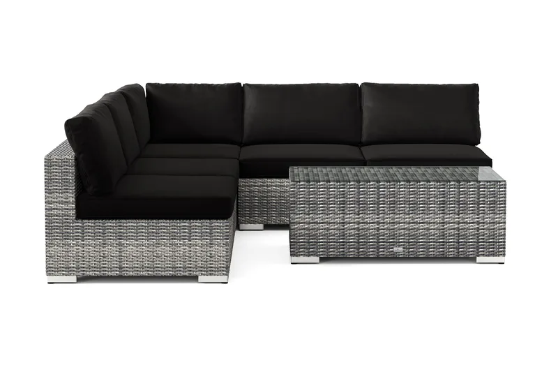 Bahamas utendørs hjørnesofa 5-seters vendbar med åpen avslutning og bord - Grå - Hagemøbler & utemiljø - Loungemøbler - Loungegrupper