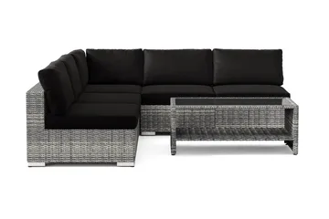 Bahamas utendørs hjørnesofa 5-seters vendbar med åpen avslutning og bord med hylle - Grå - Hagemøbler & utemiljø - Loungemøbler - Loungegrupper