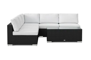 Bahamas utendørs hjørnesofa 5-seters vendbar med åpen avslutning og bord - Svart - Hagemøbler & utemiljø - Loungemøbler - Loungegrupper