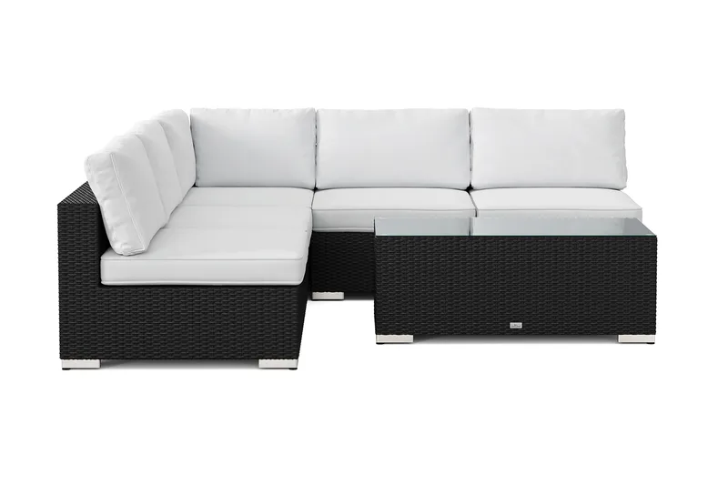 Bahamas utendørs hjørnesofa 5-seters vendbar med åpen avslutning og bord - Svart - Hagemøbler & utemiljø - Loungemøbler - Loungegrupper