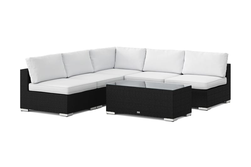Bahamas utendørs hjørnesofa 5-seters vendbar med åpen avslutning og bord, Svart
