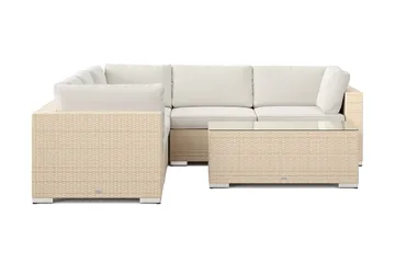 Bahamas utendørs hjørnesofa 5-seters vendbar med bord - Beige - Hagemøbler & utemiljø - Loungemøbler - Loungegrupper