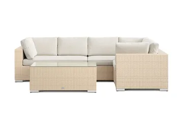 Bahamas utendørs hjørnesofa 5-seters vendbar med bord - Beige - Hagemøbler & utemiljø - Loungemøbler - Loungegrupper