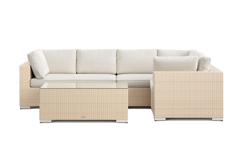 Bahamas utendørs hjørnesofa 5-seters vendbar med bord - Beige - Hagemøbler & utemiljø - Loungemøbler - Loungegrupper