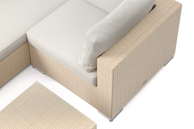 Bahamas utendørs hjørnesofa 5-seters vendbar med bord - Beige - Hagemøbler & utemiljø - Loungemøbler - Loungegrupper