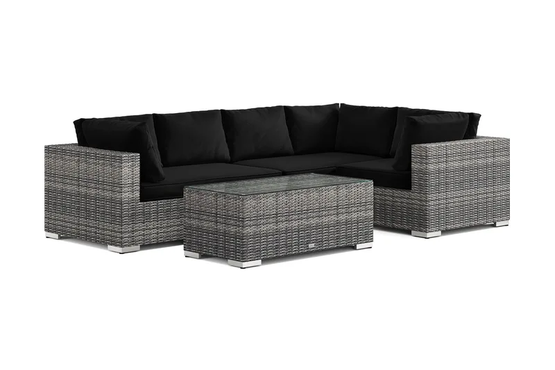 Bahamas utendørs hjørnesofa 5-seters vendbar med bord, Grå