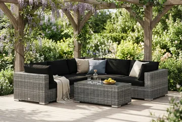 Bahamas utendørs hjørnesofa 5-seters vendbar med bord - Grå - Hagemøbler & utemiljø - Loungemøbler - Loungegrupper