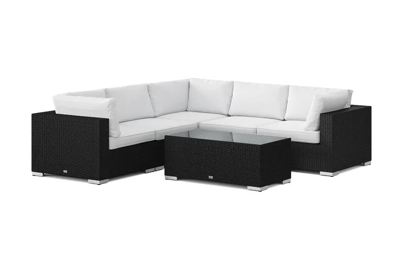 Bahamas utendørs hjørnesofa 5-seters vendbar med bord, Svart