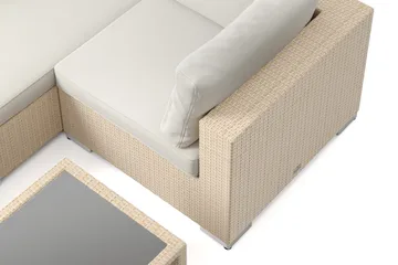 Bahamas utendørs hjørnesofa 5-seters vendbar og bord med hylle - Beige - Hagemøbler & utemiljø - Loungemøbler - Loungegrupper