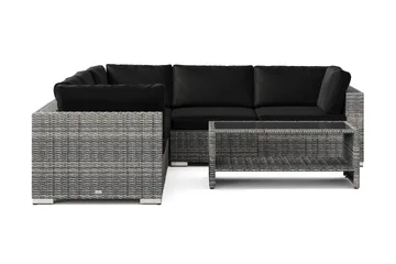 Bahamas utendørs hjørnesofa 5-seters vendbar og bord med hylle - Grå - Hagemøbler & utemiljø - Loungemøbler - Loungegrupper