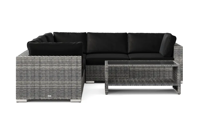 Bahamas utendørs hjørnesofa 5-seters vendbar og bord med hylle - Grå - Hagemøbler & utemiljø - Loungemøbler - Loungegrupper