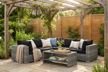 Bahamas utendørs hjørnesofa 5-seters vendbar og bord med hylle - Grå - Hagemøbler & utemiljø - Loungemøbler - Loungegrupper