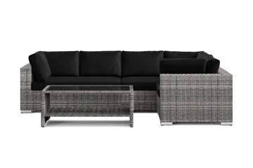 Bahamas utendørs hjørnesofa 5-seters vendbar og bord med hylle - Grå - Hagemøbler & utemiljø - Loungemøbler - Loungegrupper