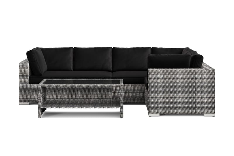 Bahamas utendørs hjørnesofa 5-seters vendbar og bord med hylle - Grå - Hagemøbler & utemiljø - Loungemøbler - Loungegrupper