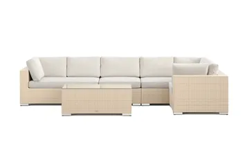 Bahamas utendørs hjørnesofa 6-seters vendbar med bord - Beige - Hagemøbler & utemiljø - Loungemøbler - Loungegrupper