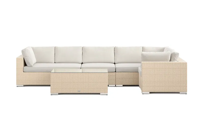 Bahamas utendørs hjørnesofa 6-seters vendbar med bord - Beige - Hagemøbler & utemiljø - Loungemøbler - Loungegrupper