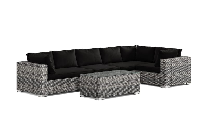 Bahamas utendørs hjørnesofa 6-seters vendbar med bord, Grå